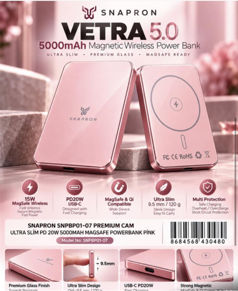 Snapron Snppb01-07 Pembe 5000 mah Pd 20W U...