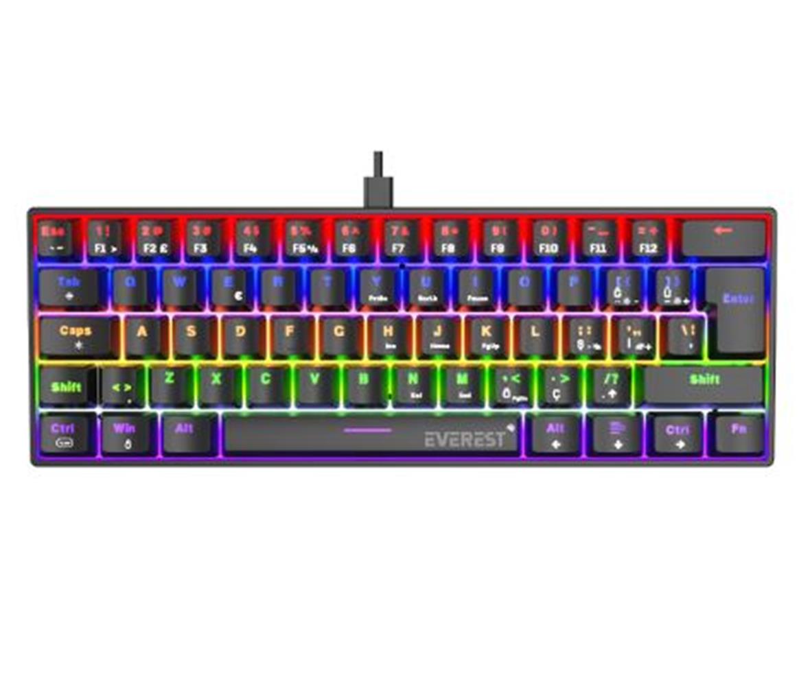 Everest Amber Siyah Type-C Bağlantılı RGB ...