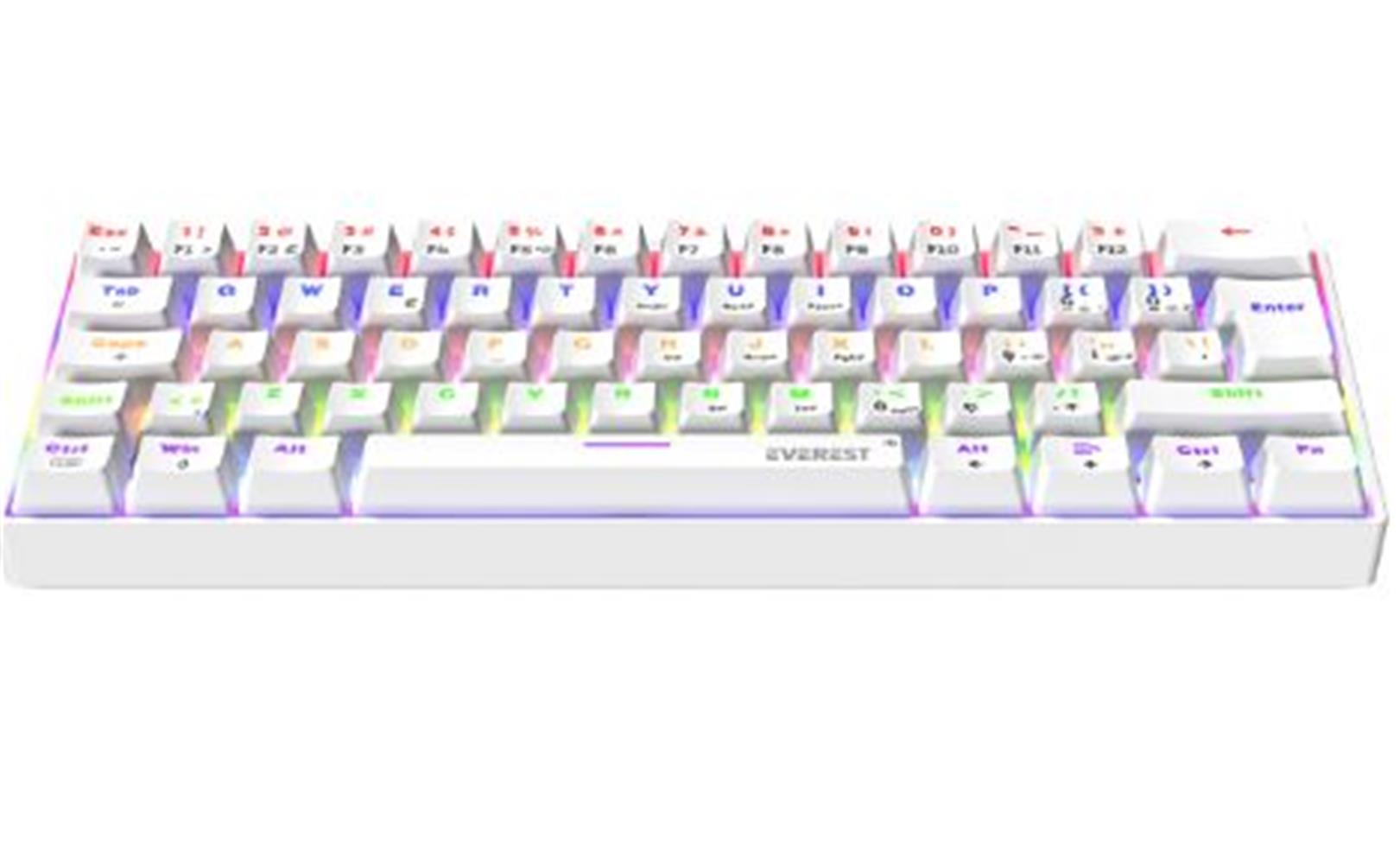Everest Amber Beyaz Type-C Bağlantılı RGB Ledli Mekanik Gaming Oyuncu Klavye Q Red Switch