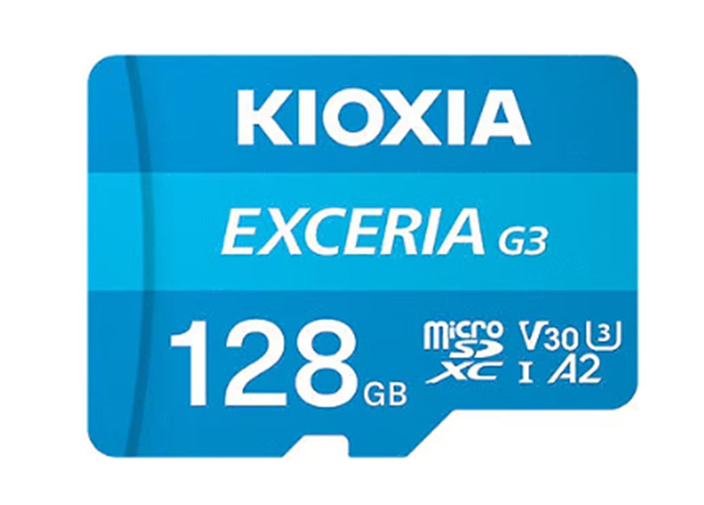 Kioxia Exceria G3 Class 10 UHS-I U3 A2 V30 128 GB Micro 160-50MB-sye Kadar 4K MicroSD Kart
