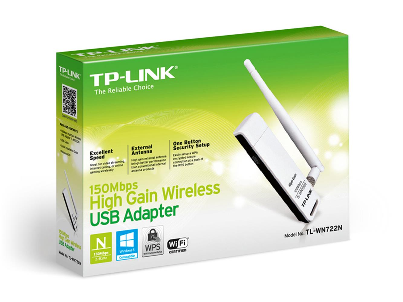 Tp-Link TL-WN722N 150 Mbps Antenli Kablosuz USB Adaptör
