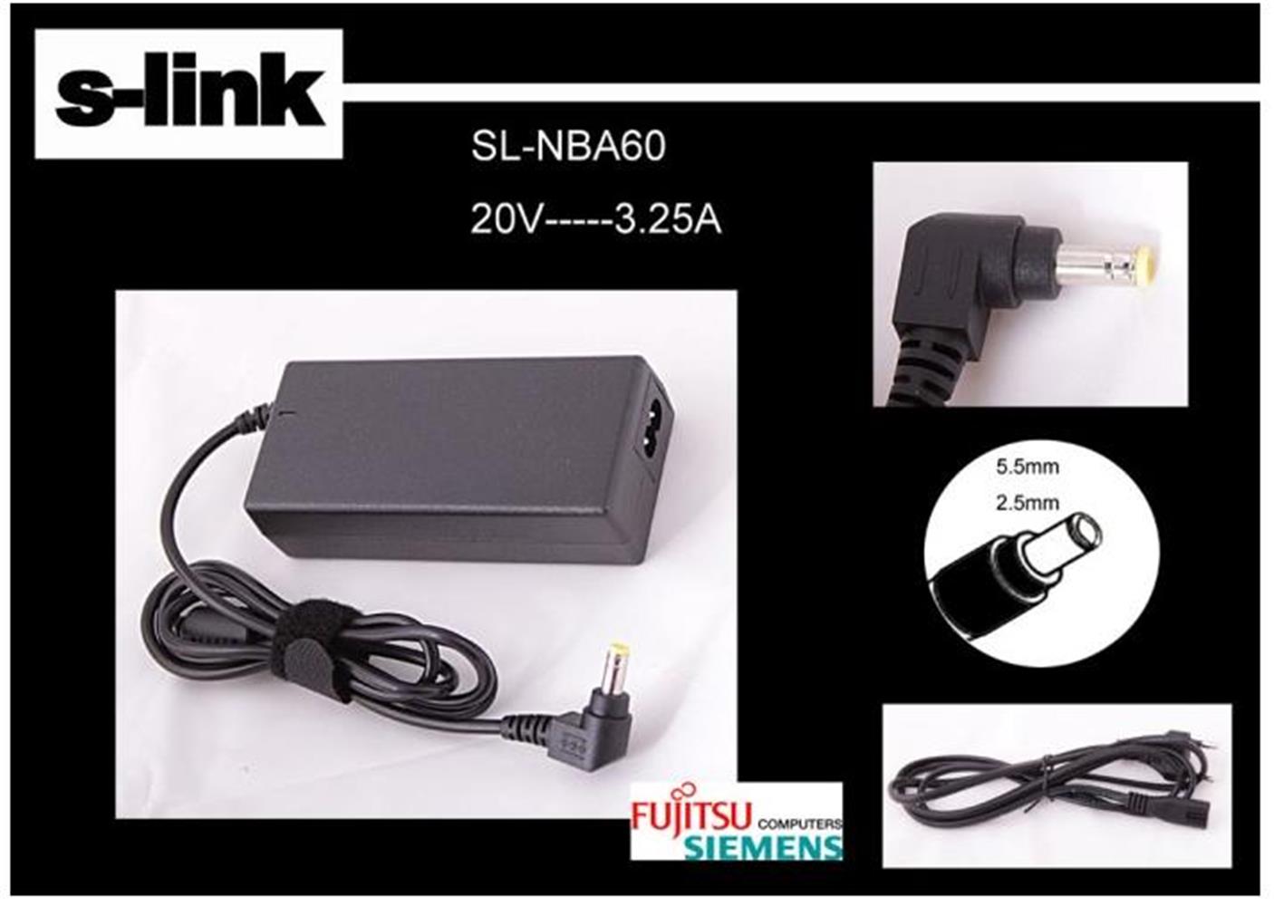 S-link SL-NBA60 20v 3.25a 5.5-2.5 Notebook Adaptörü