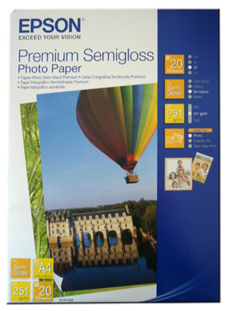 Epson A4 251Gram 20'li Premium Semigloss Fotoğraf Kağıdı S041332