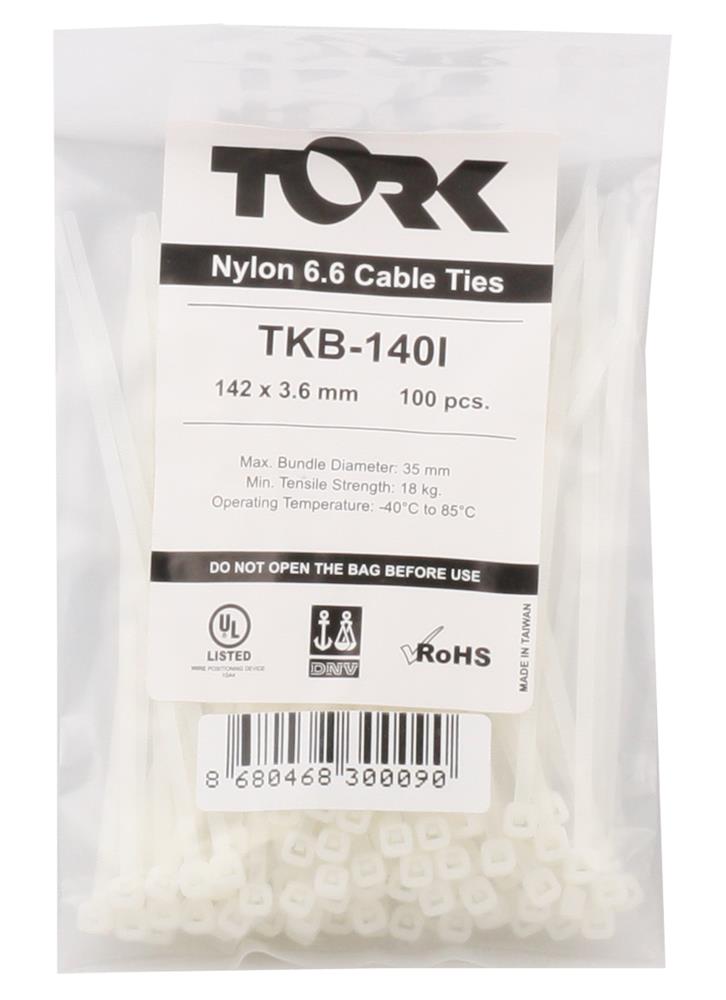 Tork TKB-140I 3.6-142 Beyaz Kablo Bağı 100lü Paket