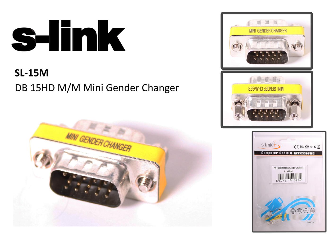 S-link sl-15m Vga erkek-erkek 15pin Dönüştürücü