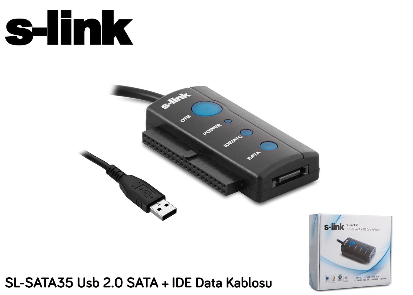 S-link SL-SATA35 Usb 2.0 to Sata + ıde Data Çevirici 