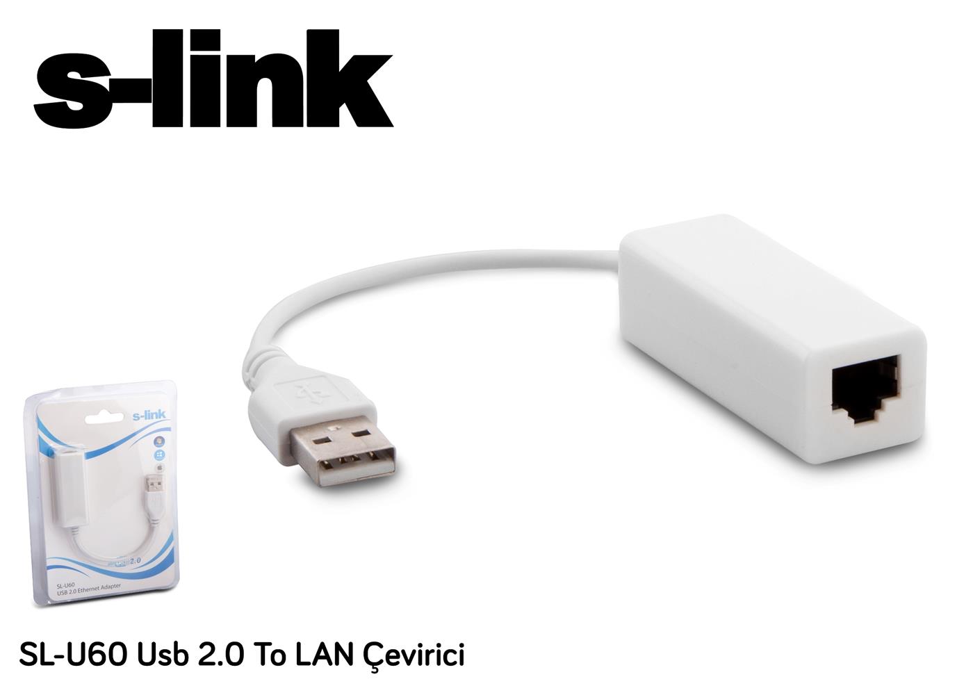 S-link SL-U60 Usb 2.0 To rj45 Win10 Uyumlu Ethernet Çevirici