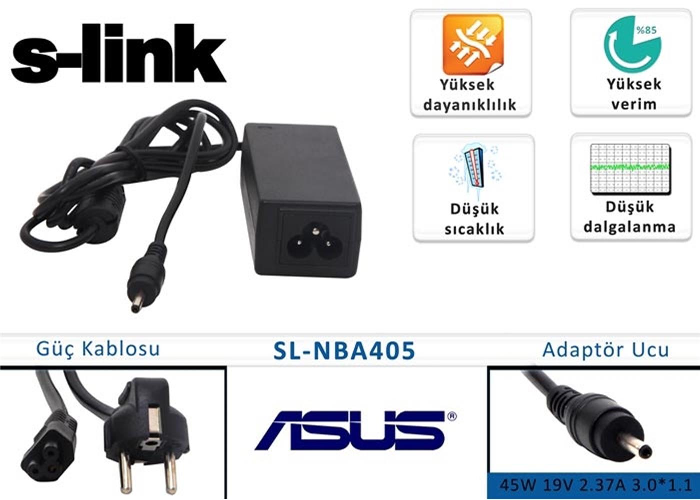 S-link sl-nba405 45w 19v 2.37a 3.0-1.1 Notebook Standart Adaptörü