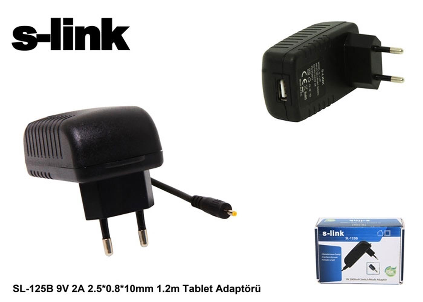 S-link SL-125B 9v 2a 2.5-0.8-10mm 1.2 Tablet Adaptörü 