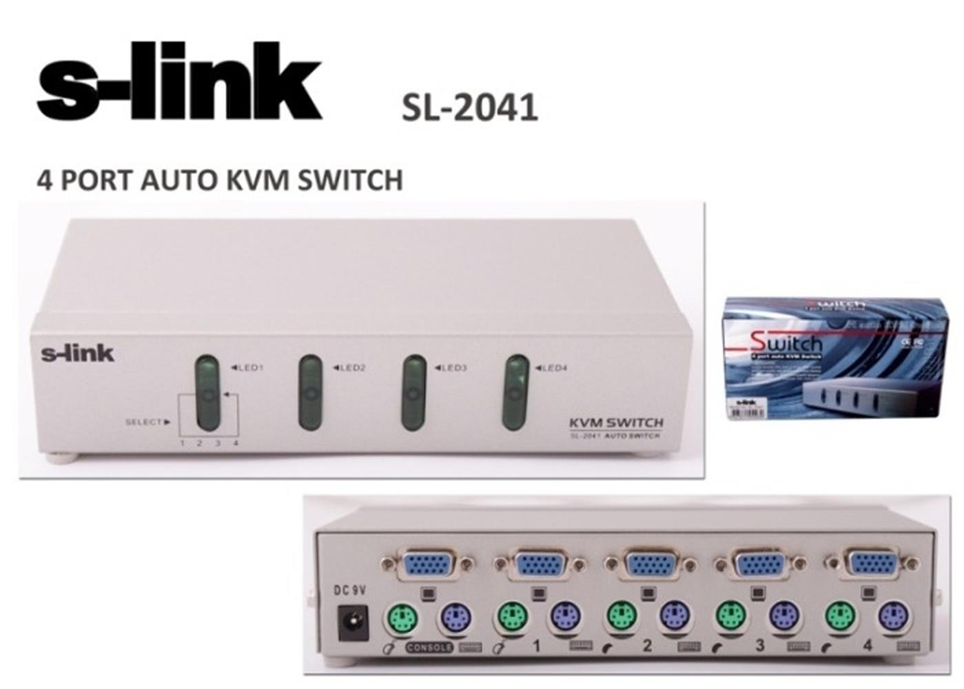 S-link SL-2041 4pc-1mn vga+ps-2 Otomatik Kvm Switch