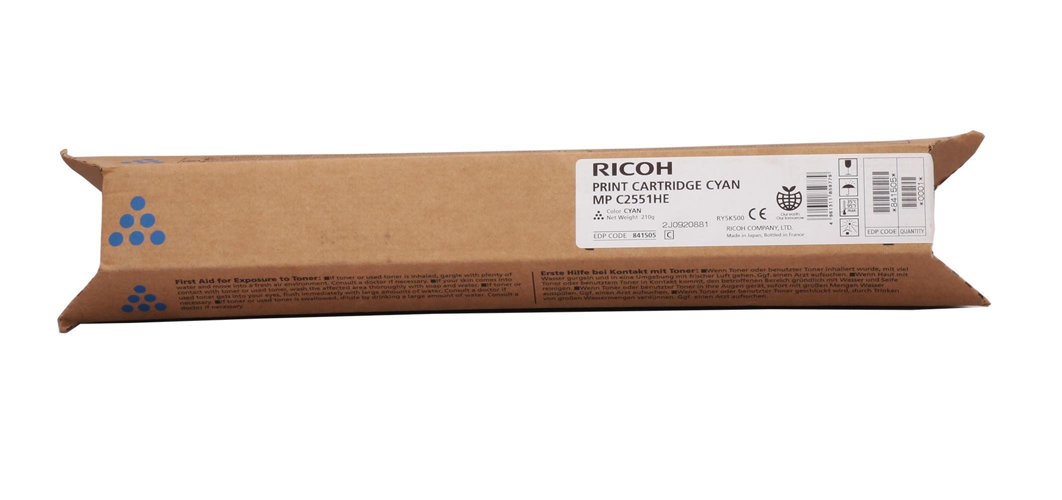 Ricoh MP C2551 Cyan Mavi Orjinal Fotokopi Toneri MP C2030-2050-2051-2530-2550 9.500 Sayfa