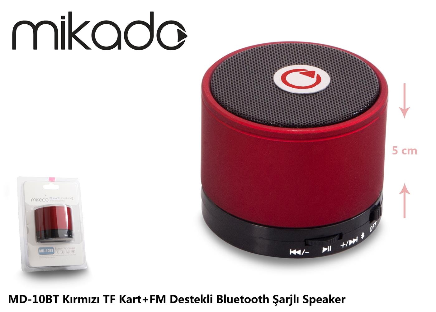 Mikado MD-10BT Kırmızı Micro Sd+Fm Destekli Bluetooth Spekaer