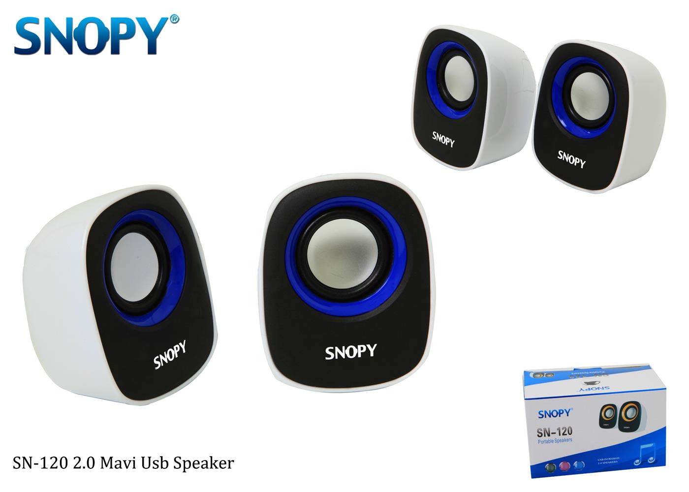 Snopy SN-120 Beyaz Mavi Usb Speaker