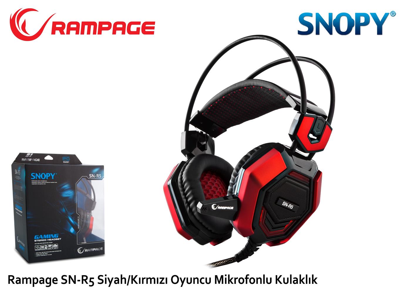 Rampage SN-R5 X-CORE Siyah-kırmızı Oyuncu Mikrofonlu Kulaklık Usb