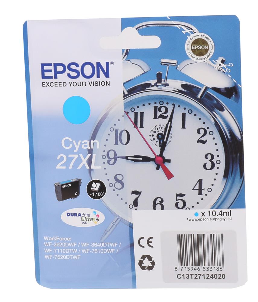 Epson 27XL Cyan Mavi Mürekkep Kartuş T27124012