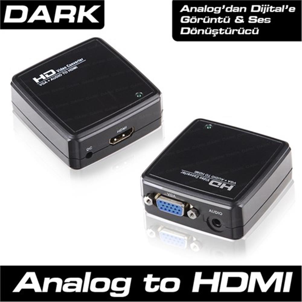 Dark VGA to HDMI Aktif Dönüştürücü