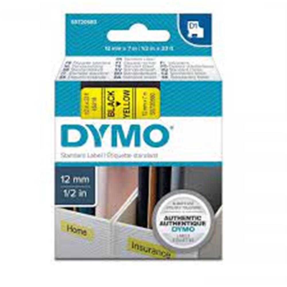 Dymo S0720580 D1 Yedek Şerit 12mmX 7 Metre Sarı-Siyah 45018