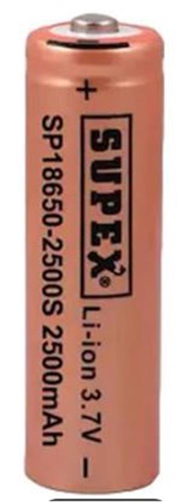 Supex 18650-2500S Şarjlı 3.7 V-2500 mAh Lityum Pil Tırnaklı