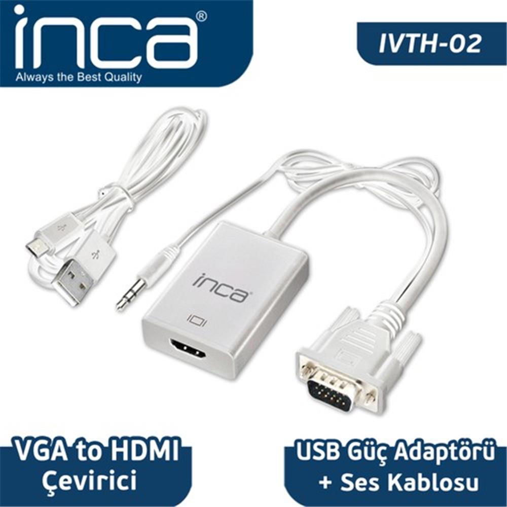 Inca IVTH-02 Vga To Hdmı Çevirici + Usb Adaptör+ + Ses Kablosu 