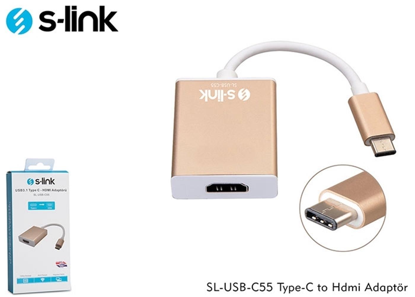 S-link SL-USB-C55 Type-C to Type-C to Hdmi Adaptör