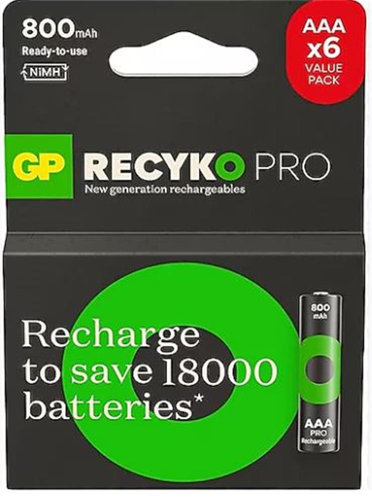 Gp AAA 850 mAh Şarjlı İnce Kalem Pil  4+2'li Paket Recyko GPHCH83BOK