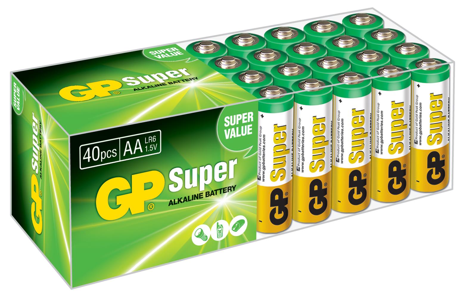 Süper Alkalin LR6 AA Boy Kalem Pil 40lı Paket GP15A-2VS40