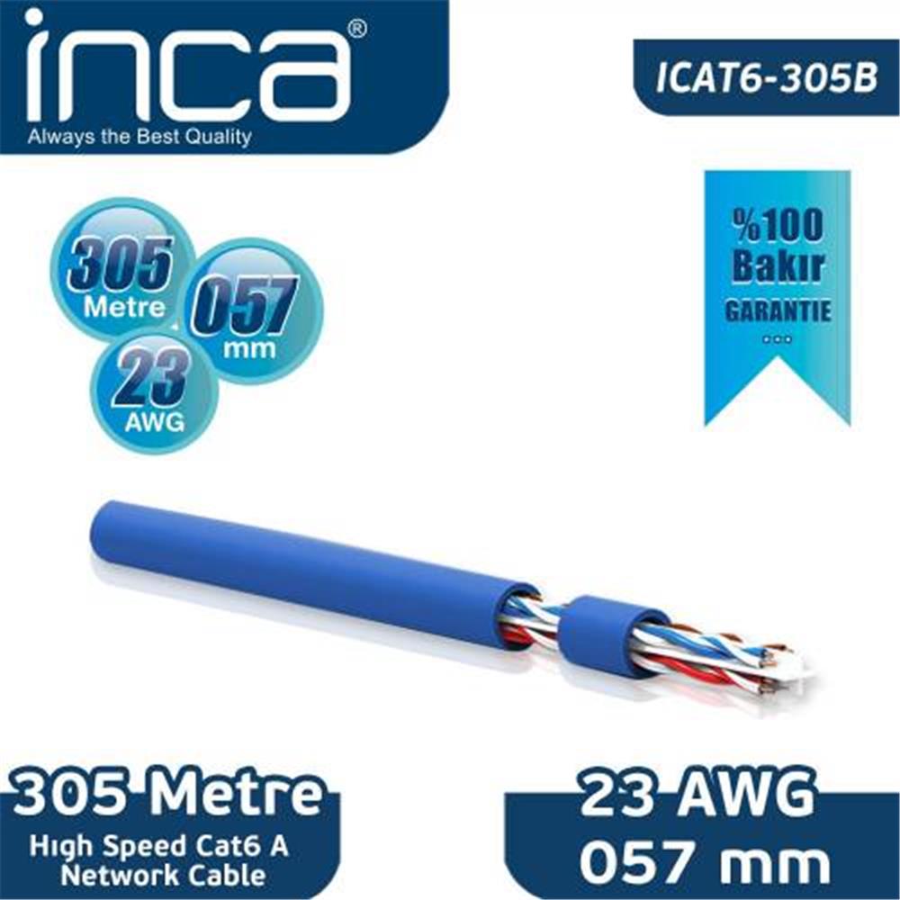 INCA CAT6 305B 23 AWG 57MM  yüzde 99,5 BAKIR KABLO 305MT