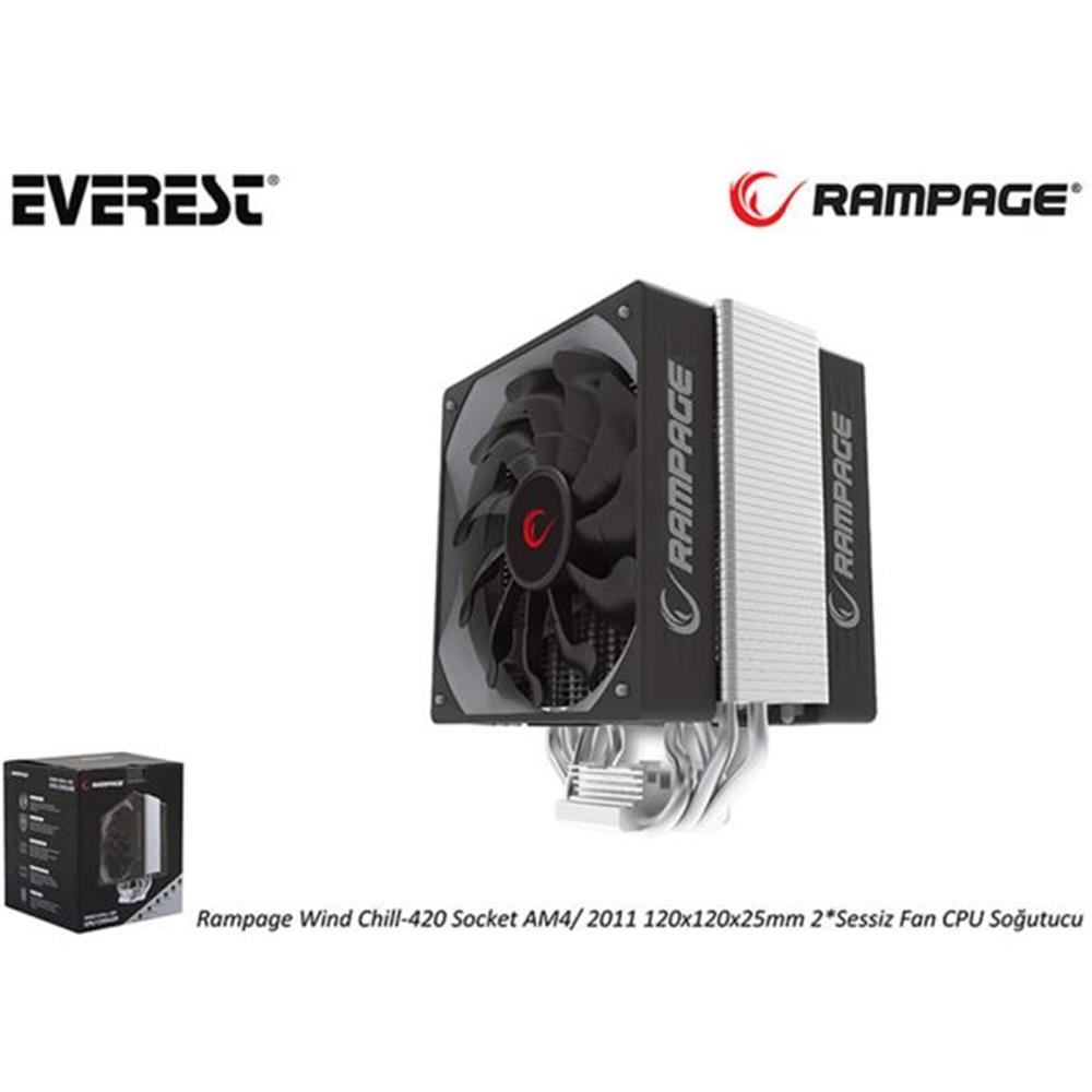 Everest Rampage Chıll-420 Socket Am4-2011 - 120X120X25Mm 2- Sessiz Fan Cpu Soğutucu