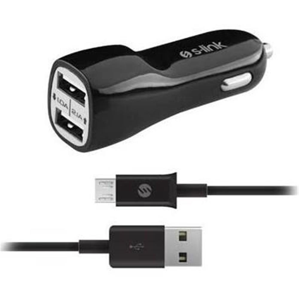 S-link SMG-144 2.1aİki Usb Araç Şarj Cihazı 1.3a Micro Usb Data Ve Şarj Kablosu