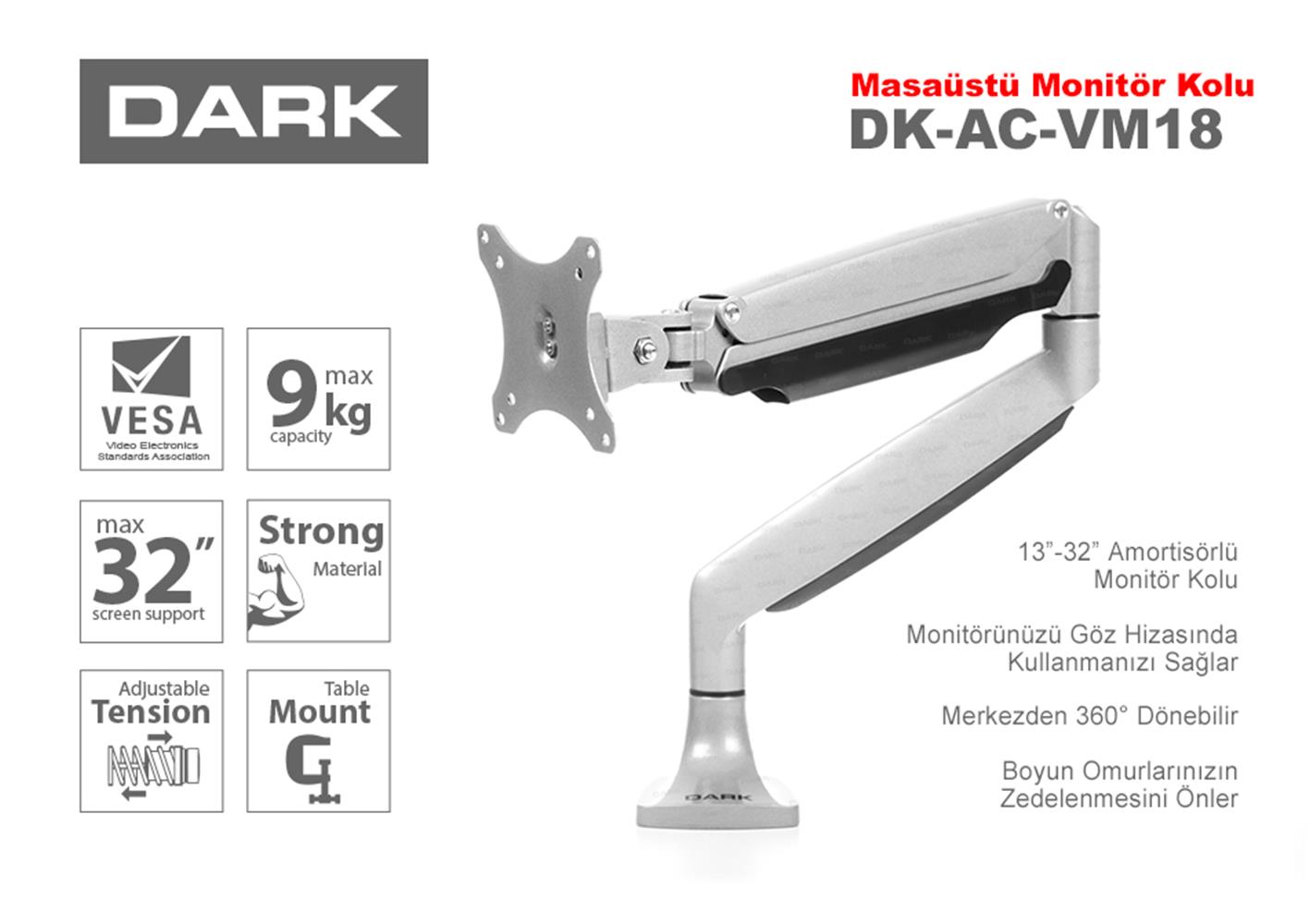Dark DK-AC-VM-18 1x13"-32" Monitör Destekli  