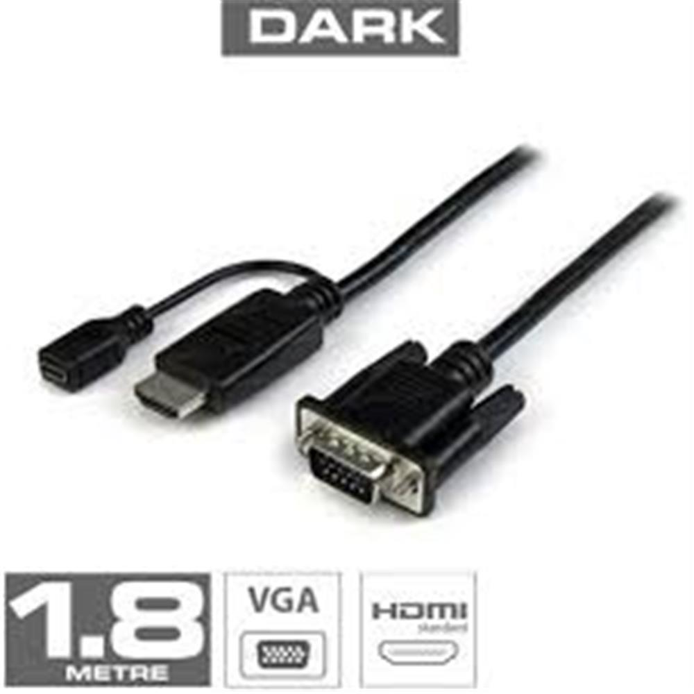 Dark DK HD AHDMIXVGAL180 1.8m HDMI - VGA Güç Destekli Kablo 