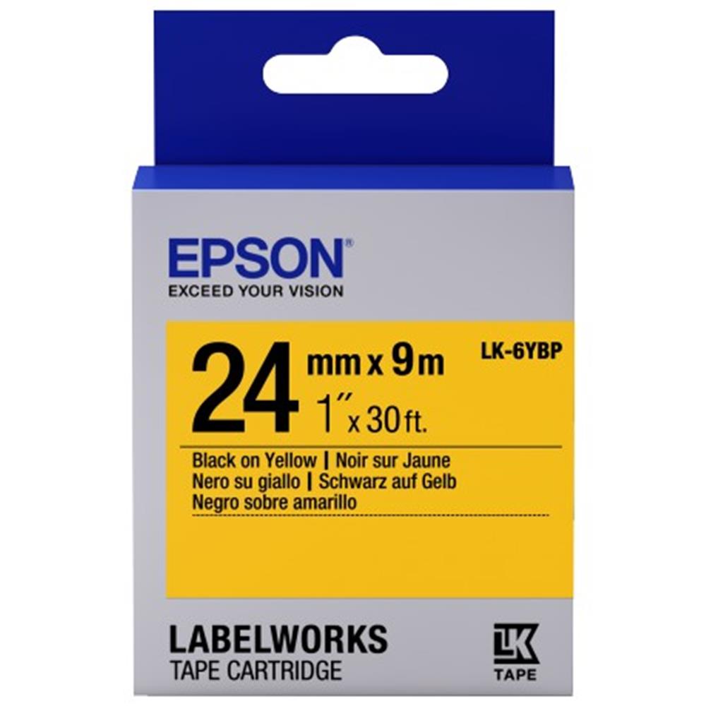 EPSON LK-6YBP PASTEL SIYAH UZERI SARI 24MM 9METRE ETIKET