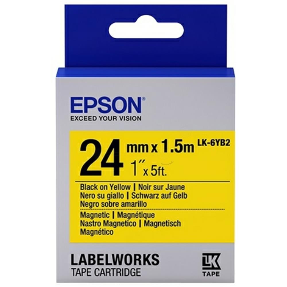 EPSON LK-6YB2 MIKNATISLI SIYAH UZERI SARI 24MM 1.5METRE ETIKET