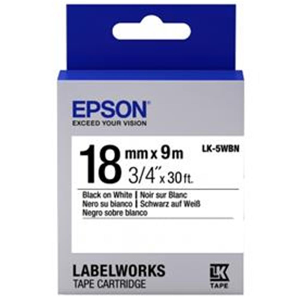 EPSON LK-5WBN STANDART SIYAH UZERI BEYAZ 18MM 9METRE ETIKET