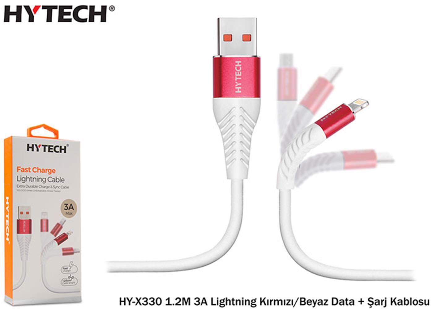 Hytech HY-X330 1.2M 3A Lightning Kırmızı-Beyaz Dat