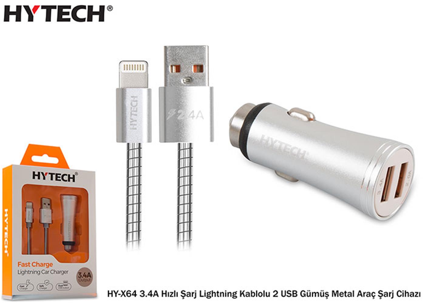 Hytech HY-X64 3.4A Hızlı Şarj Lightning Kablolu 2 