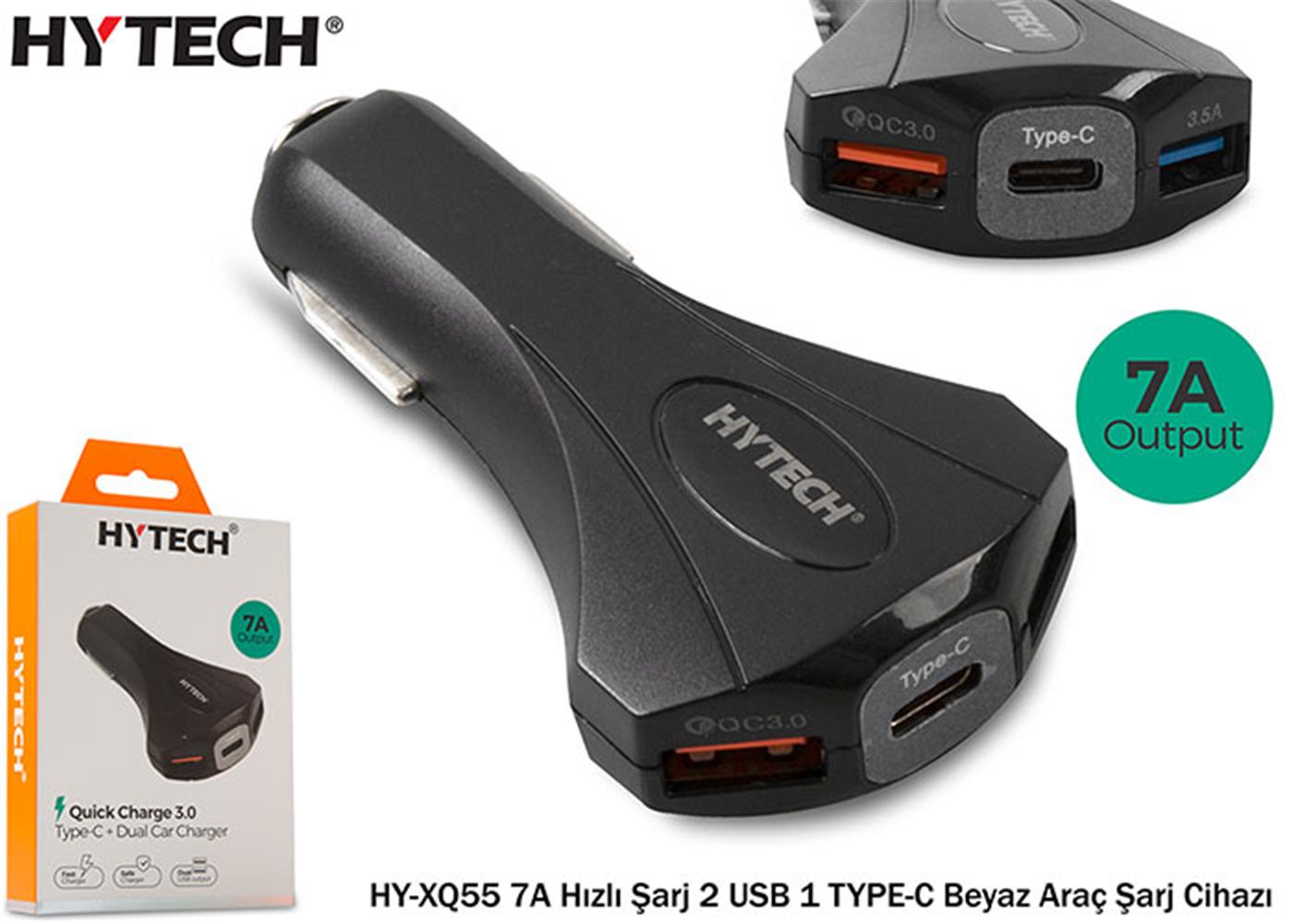 Hytech HY-XQ55 7A Hızlı Şarj 2 USB 1 TYPE-C Siyah 