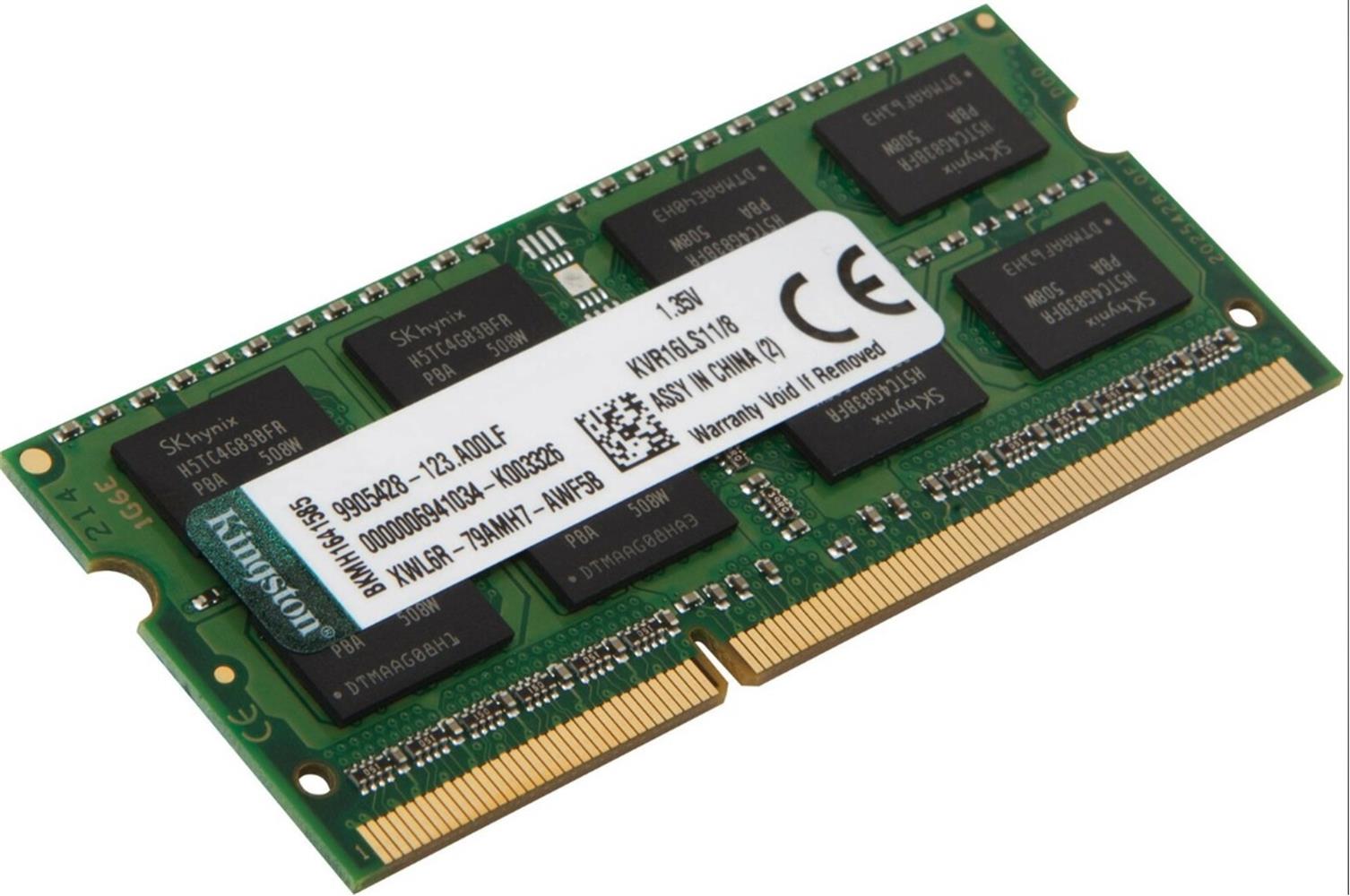 KINGSTON 8GB DDR3L 1600MHZ CL11 1.35V KVR16LS11-8  (PC3-12800) NOTEBOOK RAM KUTUSUZ