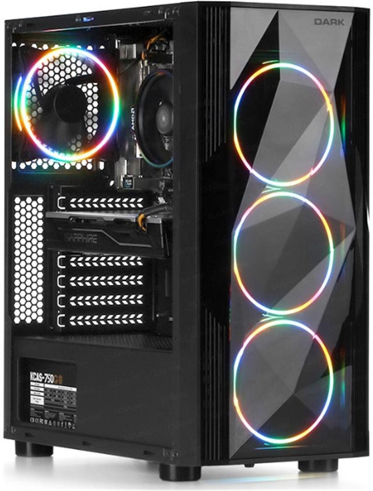 Dark Diamond PRO 500W 4x12cm RGB Full Akrilik Ön ve Yan Panel, USB 3.0 Bilgisayar Kasası