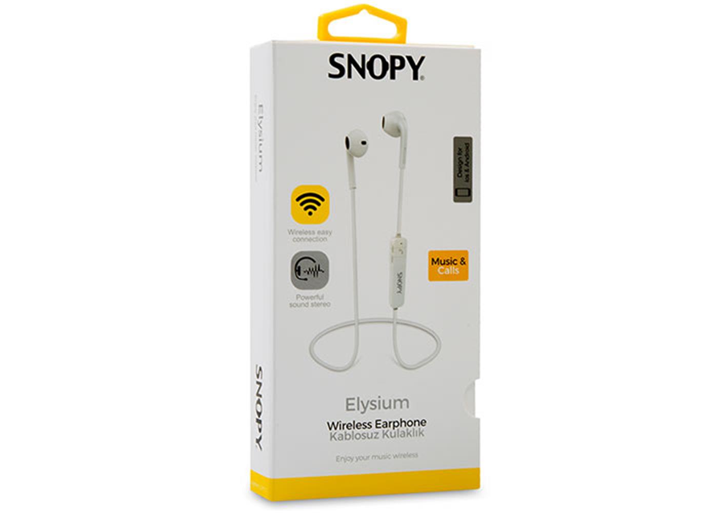 Snopy SN-BT160 Elysium Mobil Telefon Uyumlu Bluetooth Kulak içi Beyaz Kulaklık 