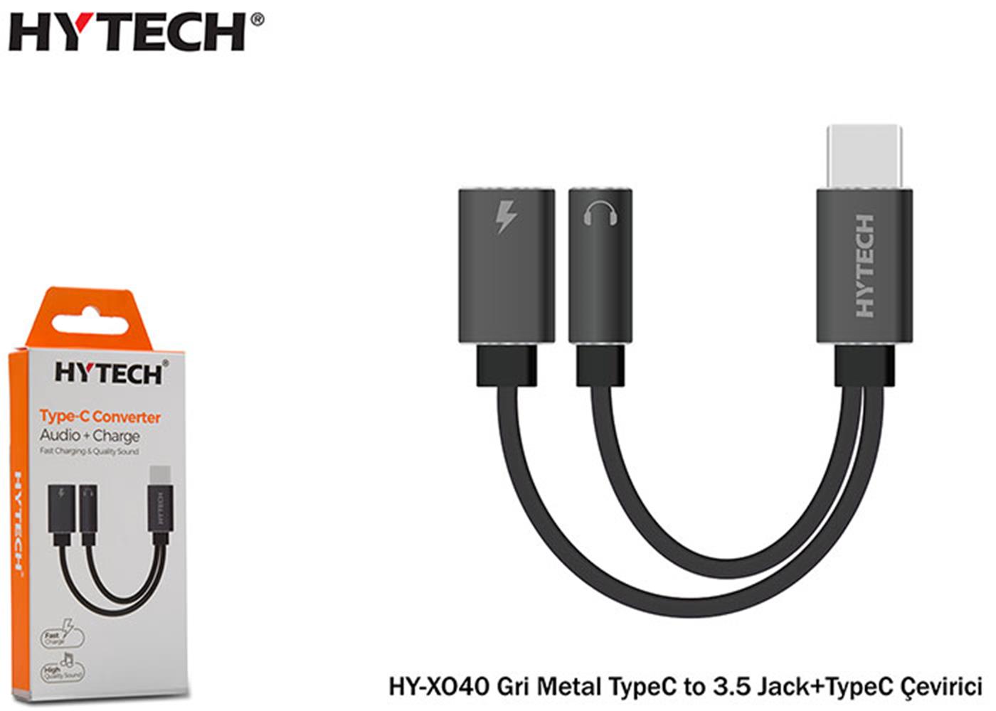 Hytech HY-XO40 Gri Metal TypeC to 3.5 jack+TypeC Çevirici