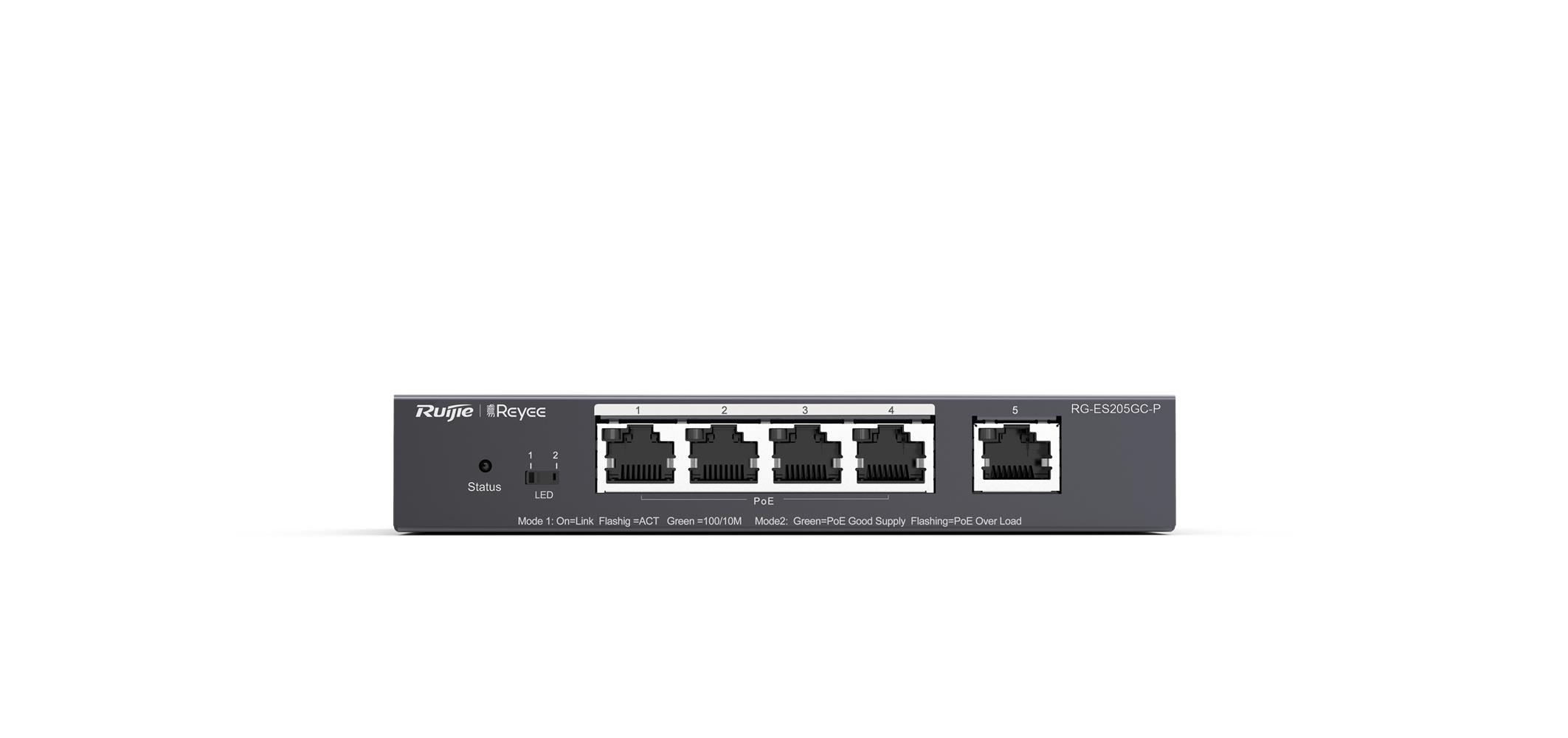 Ruijie-Reyee RG-ES205GC-P  4Port POE+ 10-100-1000 Mbps+1 Port 10-100-1000 Mbps Gb Yönetilebilir 54W