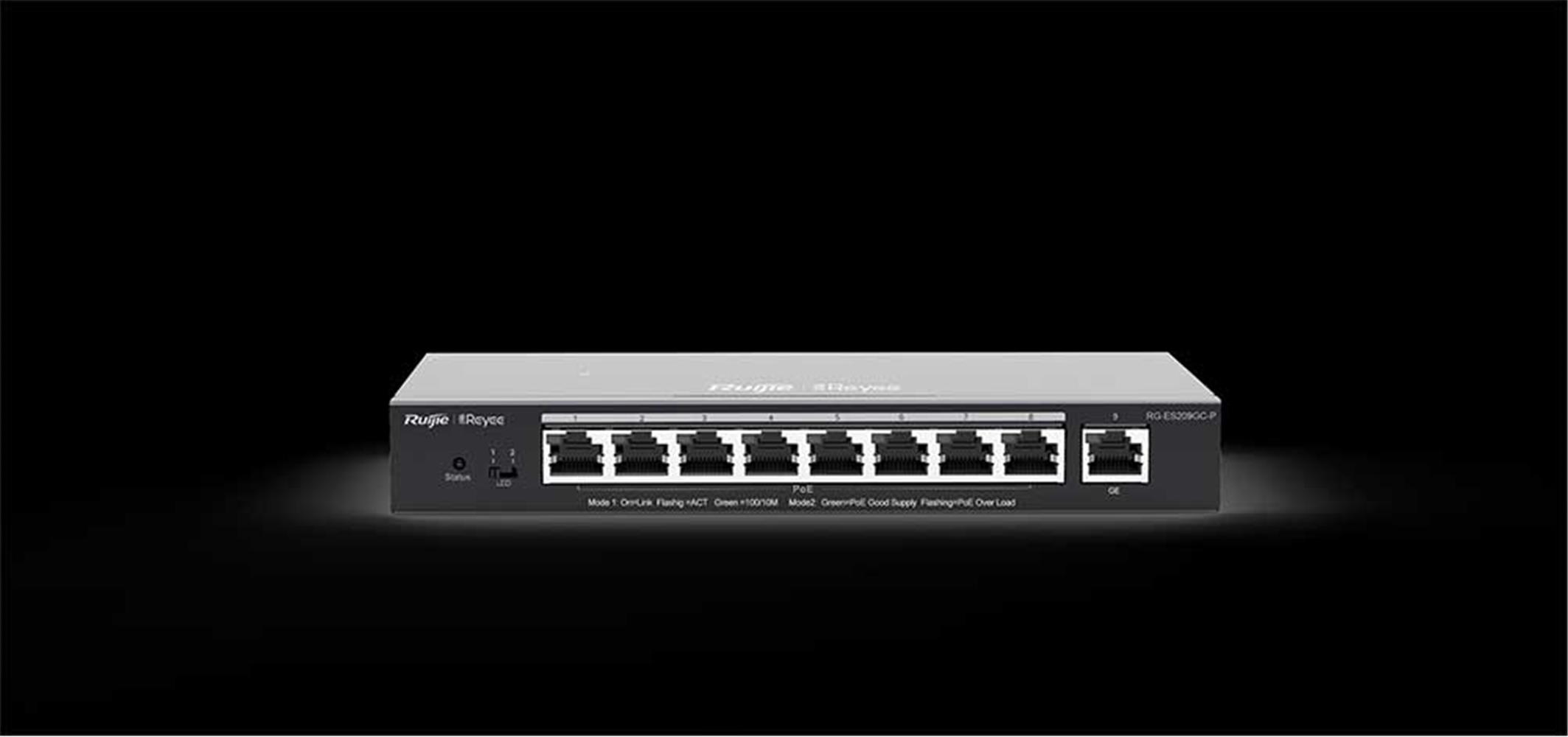 Ruijie-Reyee RG-ES209GC-P 8 Port POE+ 10-100-1000Mbps+1Port 10-100-1000Mbps Yönetilebilir Çelik 120W