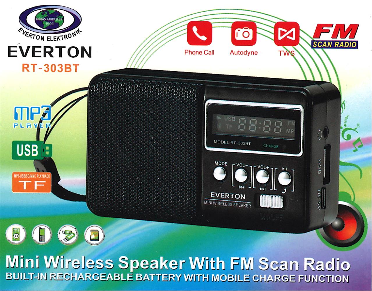 Everton Rt-303Bt Fm-Usb-Tf  Şarjlı Dijital Göstergeli Radyo