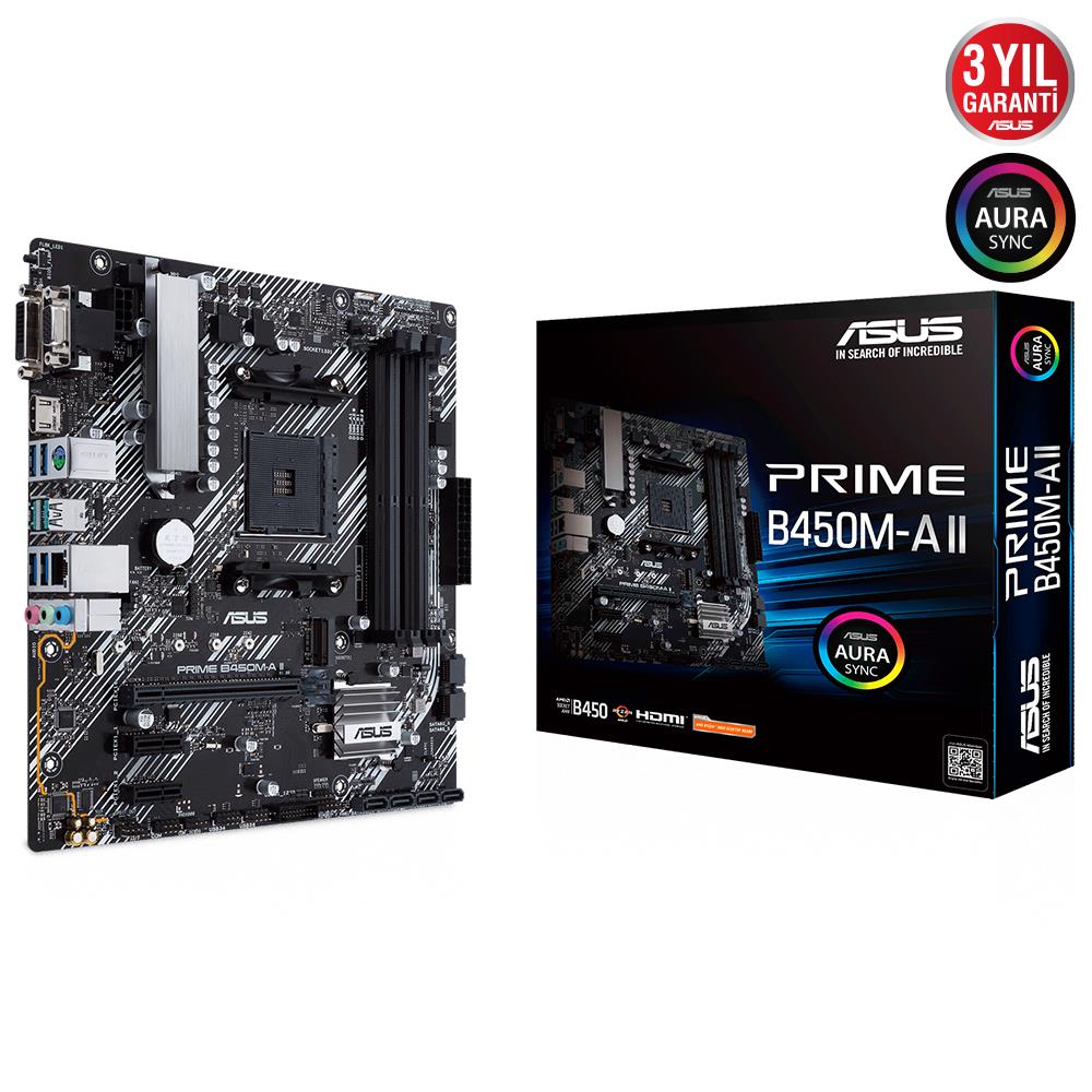 ASUS PRIME B450M-A II BIOS FLASHBACK AMD B450 SOCKET AM4 RYZEN DDR4 4400MHZ(O.C.) M.2 ANAKART