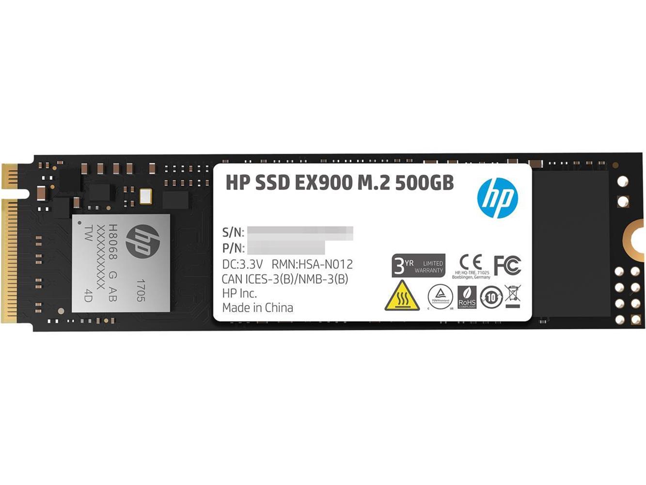 Hp 500GB EX900 M.2 PCIe 3.0 x4 NVMe 3D TLC NAND Internal 2100 MB-1500 MB 2YY44AA Ssd Harddisk 