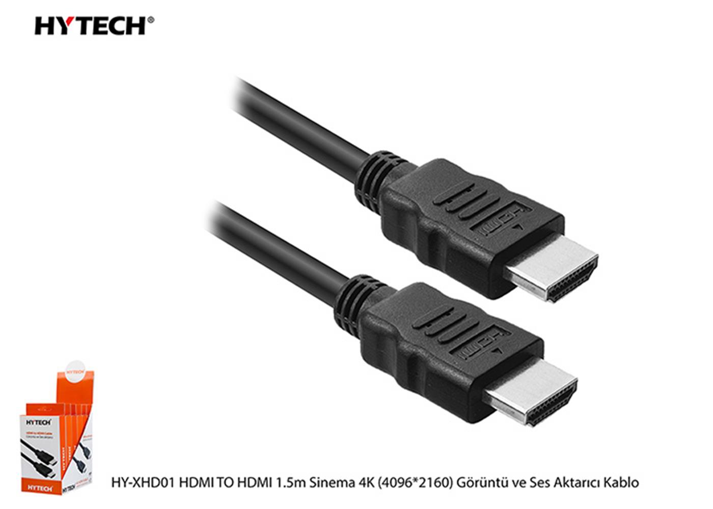 Hytech HY-XHD01 HDMI TO HDMI 1.5m Sinema 4K (4096-2160) Görüntü ve Ses Aktarıcı Kablo