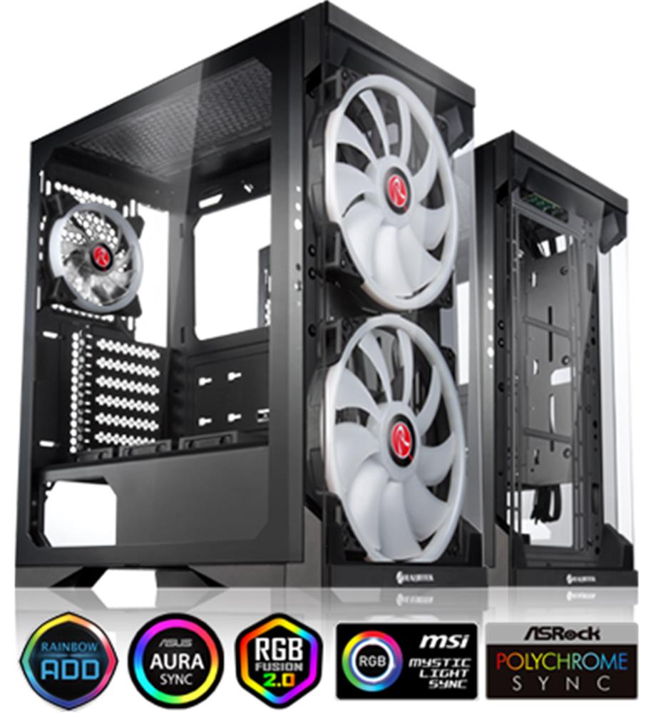 Raijintek SILENOS PRO 3 Adet Adreslenebilir ARGB LED Fanlı, Çift Taraflı Tempered Glass ATX Kasa