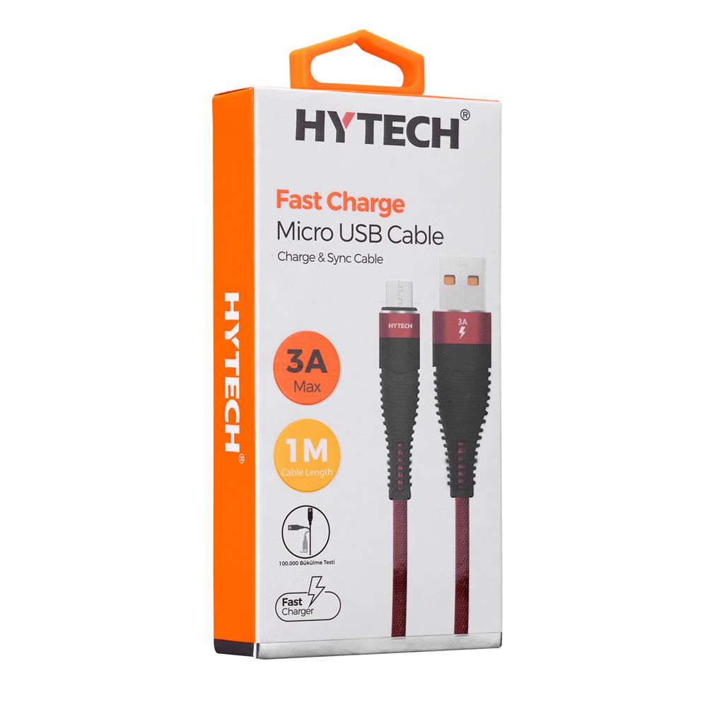 Hytech HY-X225 3A Micro Usb 1m Kırmızı Data + Sarj Kablosu