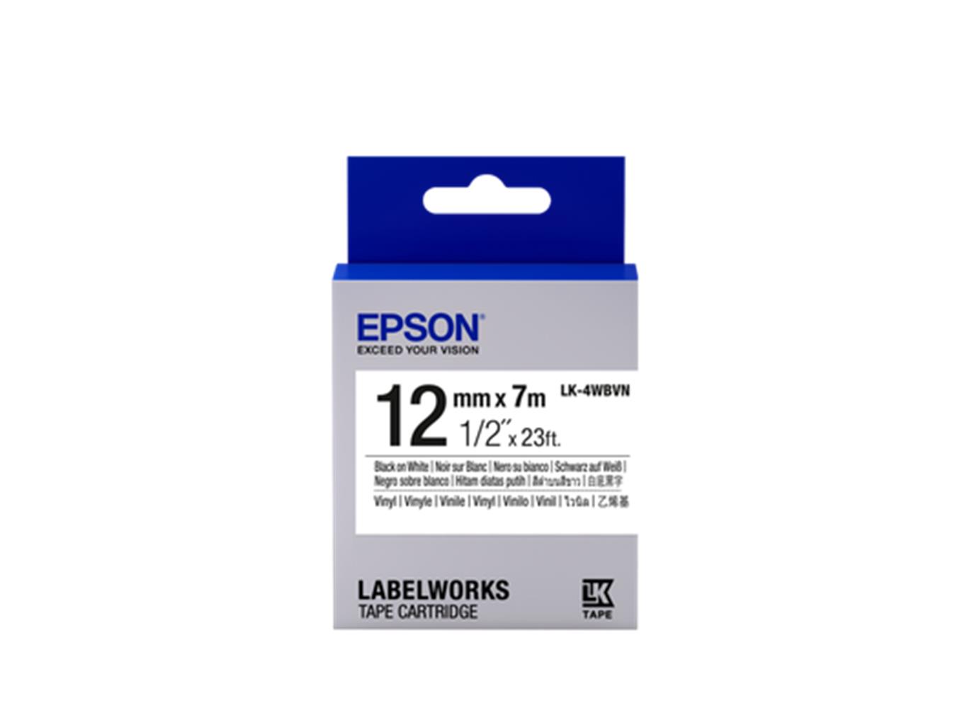 Epson LK-4WBVN  Beyaz Üzeri Siyah 12MM 7Metre Etiket